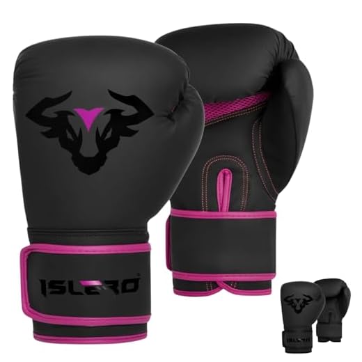 Islero Fitness-Boxhandschuhe für Kinder, Matt, Schwarz, Pink, Mädchen, Junior, MMA, Muay Thai, Boy, Kampfsport, Kickboxen, Sparring, Training, Kampfsport, Rosa, 118 g