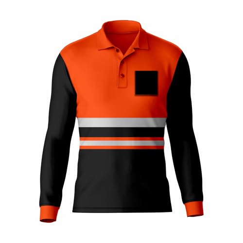 Polo de sécurité haute visibilité haut de gamme à manches longues et bandes réfléchissantes