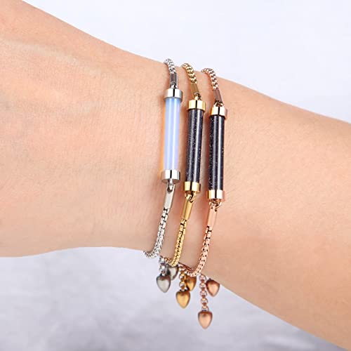 Uswel Women Link Bolo Bracelet, 7.5” Chakra Gemstone Energy Charm Bracelet Handmade Jewelry For Women With Adjustable Lock (Gold) #TOP2