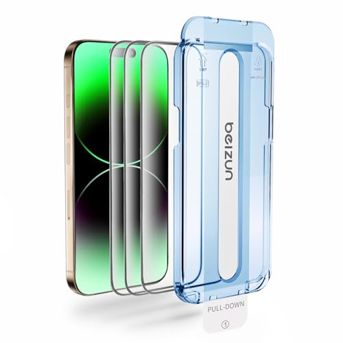 Image of Beizun for iPhone 14 Pro Screen Protector 3-Pack: Military 9H Tempered Glass, Easy Installation, Anti-Glare Full Coverage Case Friendly, Anti-Fingerprint & Bubble-Free