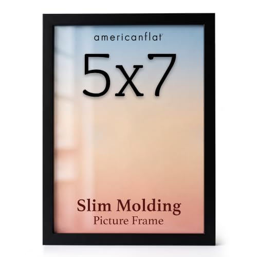 Americanflat 5x7 Picture Frame - Slim Molding - Black