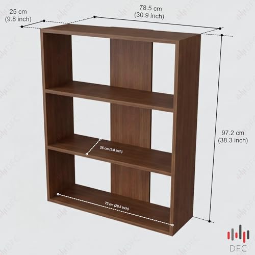Image of DFC Element Fern Engineered Wood Bookshelf Open Storage Book Rack Shelf Organizer Display Bookcase for Home Library Living Room Study Room 3 Shelf Natural Oak Finish