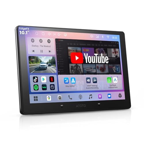 ATOTOOUT A7 10.1" QLED Android Double Din Car Stereo, 4G LTE/Wi-Fi/USB, SPDIF/DSP/4V RCA, Wireless Android Auto & CarPlay, AI DriveChat, HDMI-in/Out, GPS Tracking & Parking Monitor, S8 Gen4