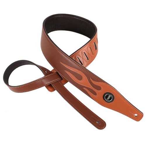 Sangle de guitare au motif flammes avec embouts ultra résistants