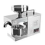 ALSUP Prensa Aceite Oliva Eléctrica Mini Almazara, Acero Inoxidable 304, 2 Modos Frío/Caliente, Exprimidor Automático Casero Comercial