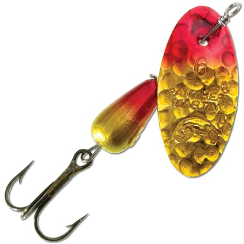 Panther Martin PMHM_4_HYR Hammered Regular Spinners Fishing Lure - Hammered Yellow/Red - 4 (1/8 oz)