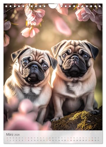 Mein Mops-Kalender (Wandkalender 2026 DIN A4 hoch), CALVENDO Monatskalender: Der Mops ist eine kleine bis mittlere Hunderasse mit einem runden Kopf, ... Fell und kurzer Nase. (CALVENDO Tiere)