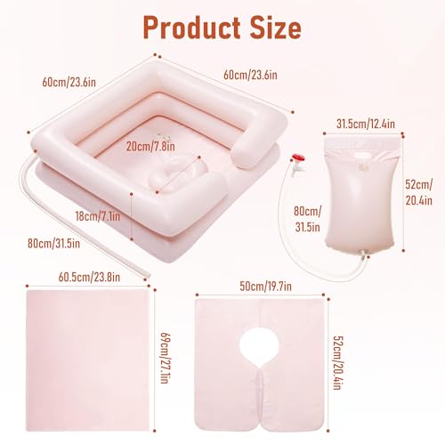 Inflatable Bedside Shampoo Set with Water Bag and Waterproof Shawl. Wash Hair in Bed for Children, the Elderly, Pregnant Women, Post-surgery or Bedridden Patients. Water Bag Capacity 2.1 Gallons (8L) by Fanwer - Image 8