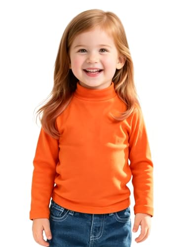 Image of Witwot Toddler Girls Mock Turtleneck Shirts Long Sleeve Thermal T-Shirt | Cotton Girl Soft Basic Pullover Tops Size 18M-5T