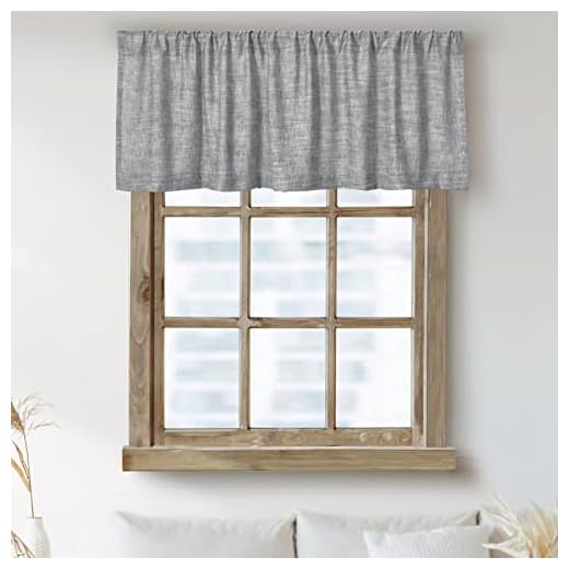 Kitchen Valances for Windows Modern Farmhouse Cotton Linen Valance Curtains Topper Country Rustic Bathroom Small Window Treatment Bohemian Decor (54x18 inch, Grey)