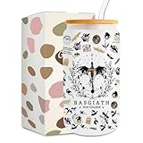 LONGXIN Fourth Gift Merch, Inspired Fantasy Book Lover Gifts, Wing Bookish Dragon Merchandise, 16 oz Iced Coffee Glass Cup with Lid Straw