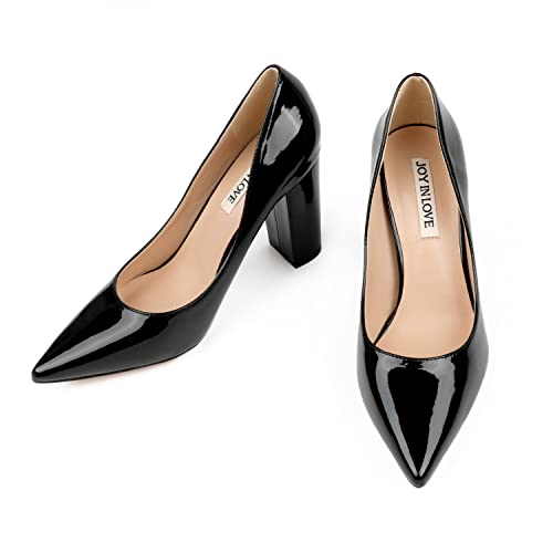 Image of JOY IN LOVE Chunky Heels for Women Pointed Toe Pumps