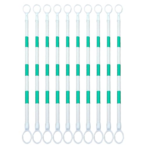 ERRULAN 10 Pcs Retractable Traffic Cone Bar, Lightweight Plastic Safety Parking Cones Pole, Extendable Barricade for Sports Training, Safety Cones, Yellow and Green(Green)