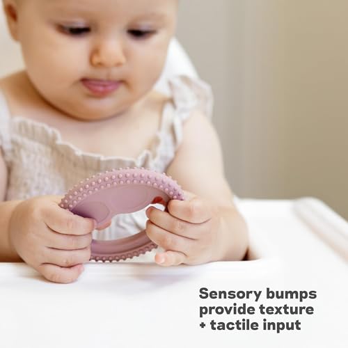 Image of ezpz Oral Development Tools (3 Pack in Indigo) - 3 Months+ - Non-Slip Loop, Smile and Stick 100% Silicone Tools - Prepare for Chewing + Solids - Baby-Led Weaning Supplies