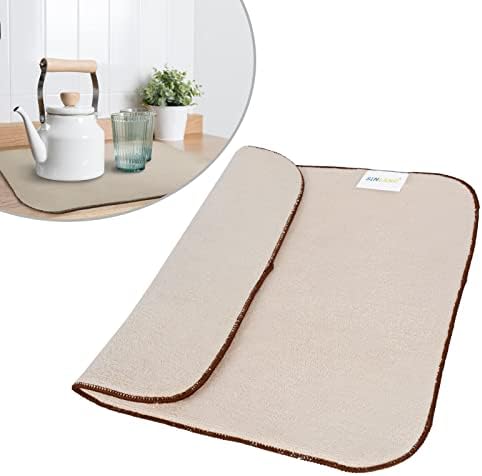 SINLAND Microfiber Dish Drying Mat Super Absorbent Dish Drying Rack Pads Kitchen Counter Mat 16Inch X 18Inch Cream
