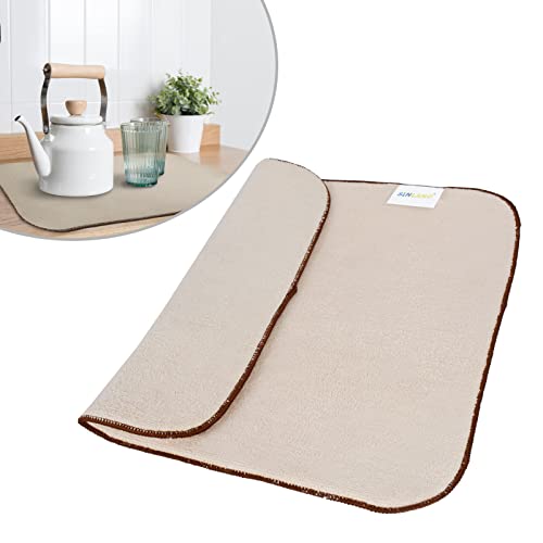 Sinland Microfiber Dish Drying Mat Super Absorbent Dish Drying Rack Pads Kitchen Counter Mat 16Inch X 18Inch Cream #TOP24
