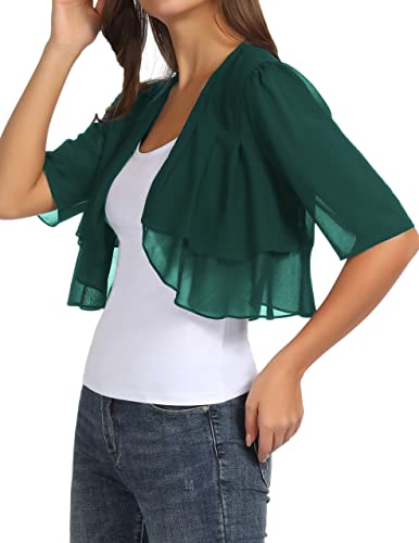 Kancy Kole Women's Chic Soft Knit Stretch Bolero Shrug With 3/4 Sleeve(Dark Green,Xxl) #TOP1