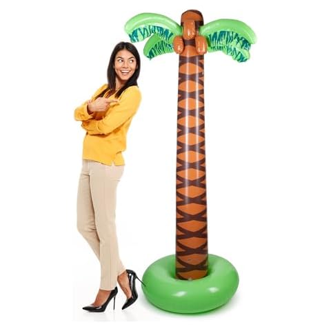 Inflatable Palm Tree - 5.5 Ft Giant Artificial Blow Up– Luau Hawaiian Theme Large Coconut Float -Sturdy and Great for Pool Parties, Beach, Tropical Decorations– Adults and Kids Photoshoot Prop Cover