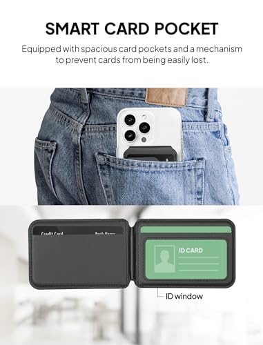 isee MagSafe Wallet with Stand for iPhone 17/16/15/14/13/12, 5-Card Holder with RFID Blocking, Adjustable Magnetic Phone Wallet, MagSafe Sticker Included, Carbon - image 9