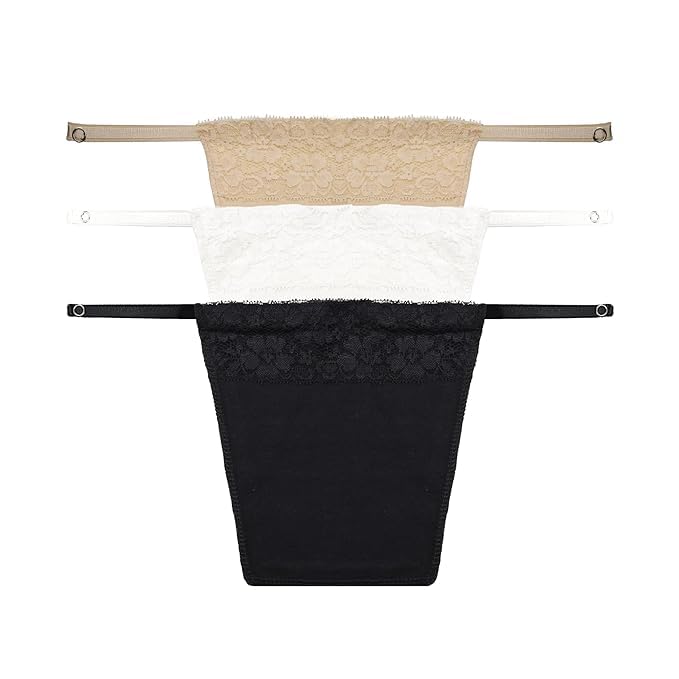 jorgovie Women's Cotton Clip-on Mock Lace-Trimmed Cami Secret for Deep Mock Coverage Insert Camisole (Set of 3 Black White Beige)-picture-21