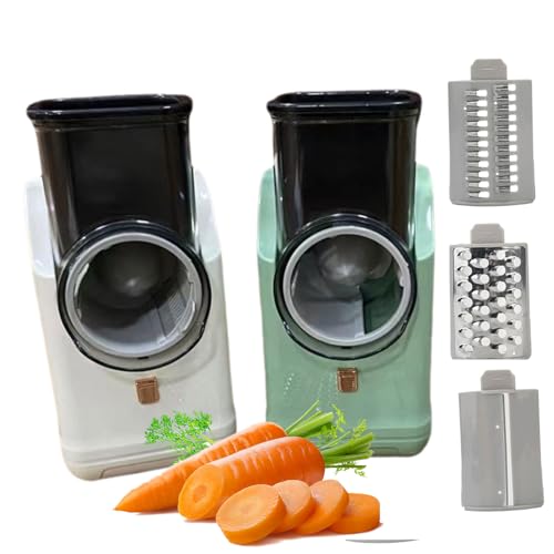 Electric Vegetable Slicer, Versatile Electric Cheese Grater with 3 Stainless Steel Type Blades, Usb Charging Shredder, Fruit Cutter, for Home Kitchen Food Processor Fruit and Vegtables green