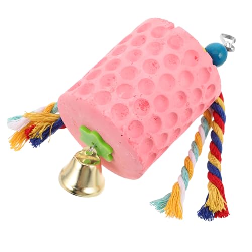 TOBBOMEY Bird Beak Grinding Stone with Bell Engaging Chewable for Parakeets Cockatiels Conures and Rabbits Supports Natural Beak Health and Easy Installation