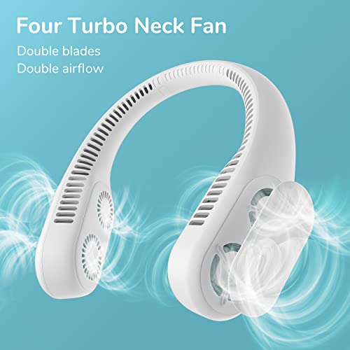 Image of JISULIFE Four Turbo Neck Fan Bladeless, Portable Hand Free for Outdoor, Personal Wearable with Rechargeable Battery, Powerful & Low Noise Gifts for Men /Friends /Family - Grey