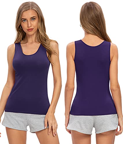 Image of Air Curvey 4 Pack Tank Top for Women Basic Undershirt Tanks Sleeveless Casual Shirts Soft Seamless Layering Tops
