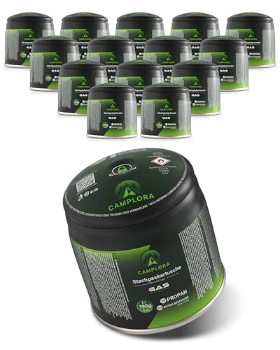 CAMPLORA 15x 190g Stechkartuschen Propan & Butan Gaskartusche für...