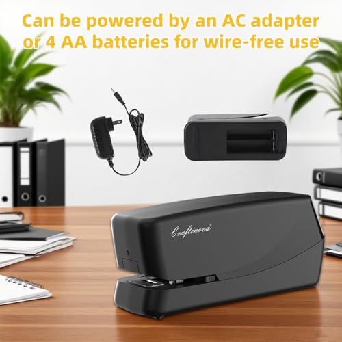Image of Electric Stapler can be Used in Offices, Professionals, classrooms, Schools and Homes, 20 to 25 Pages, 60 Times /Minute, Stapler Multifunctional Power Supply （Black）