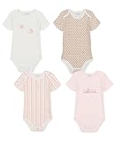 Calvin Klein Baby Girl's 4-Pack Short Sleeve Onesies Bodysuits, Heavenly Pink/Cameo Rose/Egret, 3-6 Months
