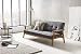 Produktbild SalesFever® Design-Schlafsofa, Sofa-Bett im skandinavischen Stil, modernes 3-Sitzer Klappsofa, Stoff dunkelgrau, FSC® 100% Holzgestell Eiche