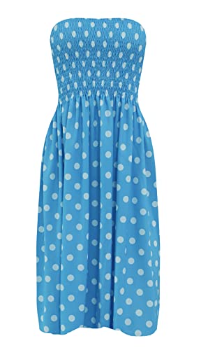 Image of Zyyfly Tube Top Dress Women Summer Beach Coverup Stretch Smocked Strapless Dress