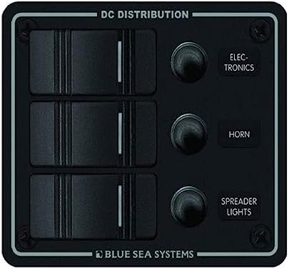 Blue Sea Systems 8374 Water Resistant Circuit Breaker Panel 3 Position, Black