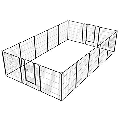 Topeakmart Heavy Duty Dog Playpen - Foldable Metal Pet Playpen Dog Exercise Pen Barrier Kennel with Door Portable Cat Duck Chicken Puppy Fence Outdoor & Indoor Black 32-inch 16 Panels