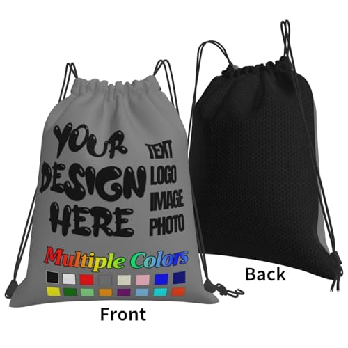 Custom Drawstring Bag for Men & Women 1-100 PCS With Your Design Personalized Drawstring Bags With Your Text Logo Image Customized Backpack Gifts for Friends Gray2