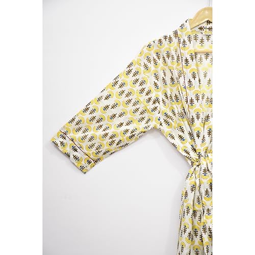 Image of Hand block print Cotton Kimono bikini cover up,Indian Hand block print Cotton Bath Robe,Swim Wear,Nighrwere Dressing Gown