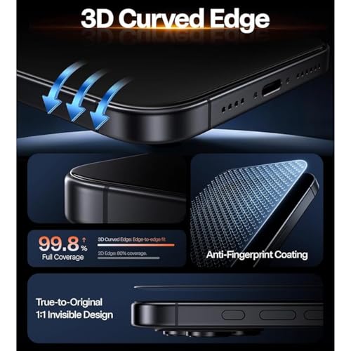 Image of Premium Tempered Glass Screen Protector Guard For iPhone 17 / iPhone 17 Pro (6.3 Inch, Pack of 2) | HD Clear, 9H Hardness Shatterproof, Edge to Edge Coverage With Easy to installation kit
