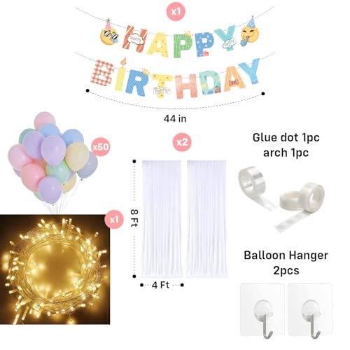 Image of Party Propz Rainbow Theme Birthday Decorations - Pack Of 57 Happy Birthday Decoration Kit For Kids | Kids Birthday Decoration Items | Multicolor Balloons For Birthday Decorations(Cardstock,Latex)
