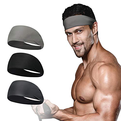ECOLIVZIT Sports Headband Mens Sweatband for Fitness,Workout, Running, Crossfit, Cycling, Yoga, Basketball, Soccer,Tennis - Cooling Breathable Moisture Wicking Sweat Band
