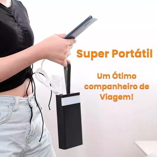 Carregador sem fio Universal Portátil Power bank Turbo 20000mah com 4 cabos saída USB Tipo C/Micro U