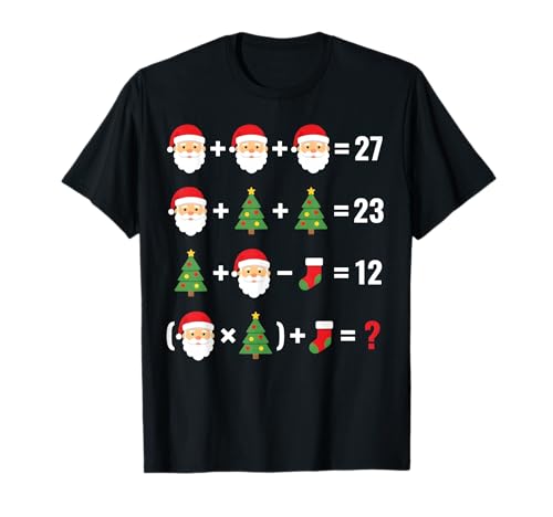Christmas Math Puzzle Babbo Natale Albero Calza Vacanze Riddle des Maglietta