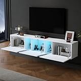 【Suspension élégante】 Grâce à sa fixation murale, ce meuble TV crée une impression de légèreté tout en structurant l’espace sans encombrer le sol ni gêner les déplacements.