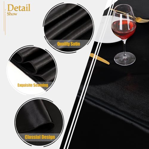 Black Satin Tablecloth 90x132 Inch 2 Pack Romantic Silk Smooth Table Cloth by B-COOL - Used condition - Image 3