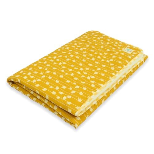 Image of TIDY SLEEP Waterproof Baby Messy Mat | Multipurpose Splash Mat for Under High Chair, Art & Craft, Feeding, Playtime | Anti-Slip, Easy Clean, Foldable | 95x95 cm | Golden Petals
