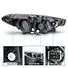 AmeriLite for 2014-2016 Kia Forte w/LED Position Models Projector DRL Light Tube Black Replacement Headlights Assembly Pair - Driver and Passenger Side