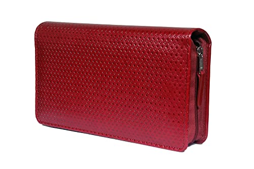 Image of Sukeshcraft Multiple Cheque Book Holder | Original PU Holds Upto 8 Cheque Books, 1 Pin-Sim Slot,14 Credit /Debit Card Slots with Matching Zipper (Pu- Cherry)