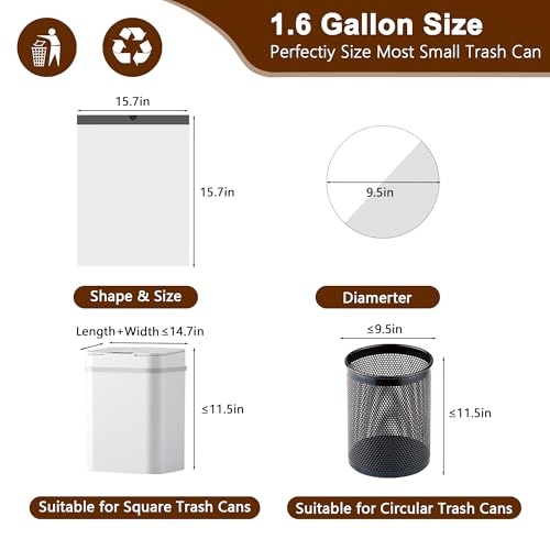 Image of 360 Count 1.6 Gallon Mini Drawstring Trash Bags, 1.2 Mil Thick Small Garbage Bags by WOWSOLID, Fit Liners 4.5-8 Liter, 1.2-2 Gal, Trash Can Bin for Bathroom, Kitchen, Bedroom, Office