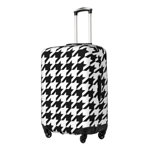Lukbfall Black And White Houndstooth Texture Luggage Suitcase Covers Elastic Washable Retro Pattern Luggage Protector Travel Suitcase Protective Cover For Kid And Adult, S (Fit 18-21 Inch Luggage)