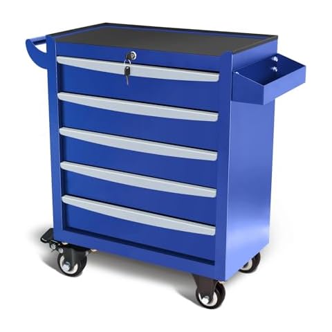 INNOVATIVE LIFE 5 Drawers Rolling Tool Chest, Tool Cart with Drawers Suitable for Garage, Big Tool Box with Wheels, Warehouse, and Workshop, Blue Cover